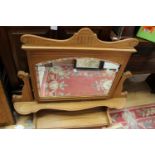 Satin walnut pine dressing table mirror on stand