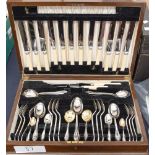 A Viners canteen of cutlery, Sheffield Superia, 7dwts per ounce in Walnut veneer box,