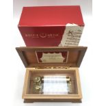 A boxed Reuge music, table top, cylinder music box,