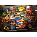 One box of assorted playworn, unboxed diecast vehicles to include: a quantity of Matchbox 75 series,