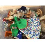 A collection of approx 19 assorted National Dress dolls plus a felt 1950s cartoon duck