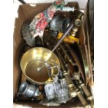 A quantity of metalware to include copper, brass,