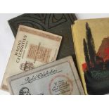 Radio Celeb and two books, postcards, one book of WW I postcards of soldiers with silk versions,