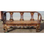 Chinese hardwood carved bench, 20th Century,