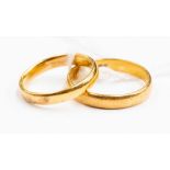 Two 22ct gold rings, size M and R, combined weight approx 7.