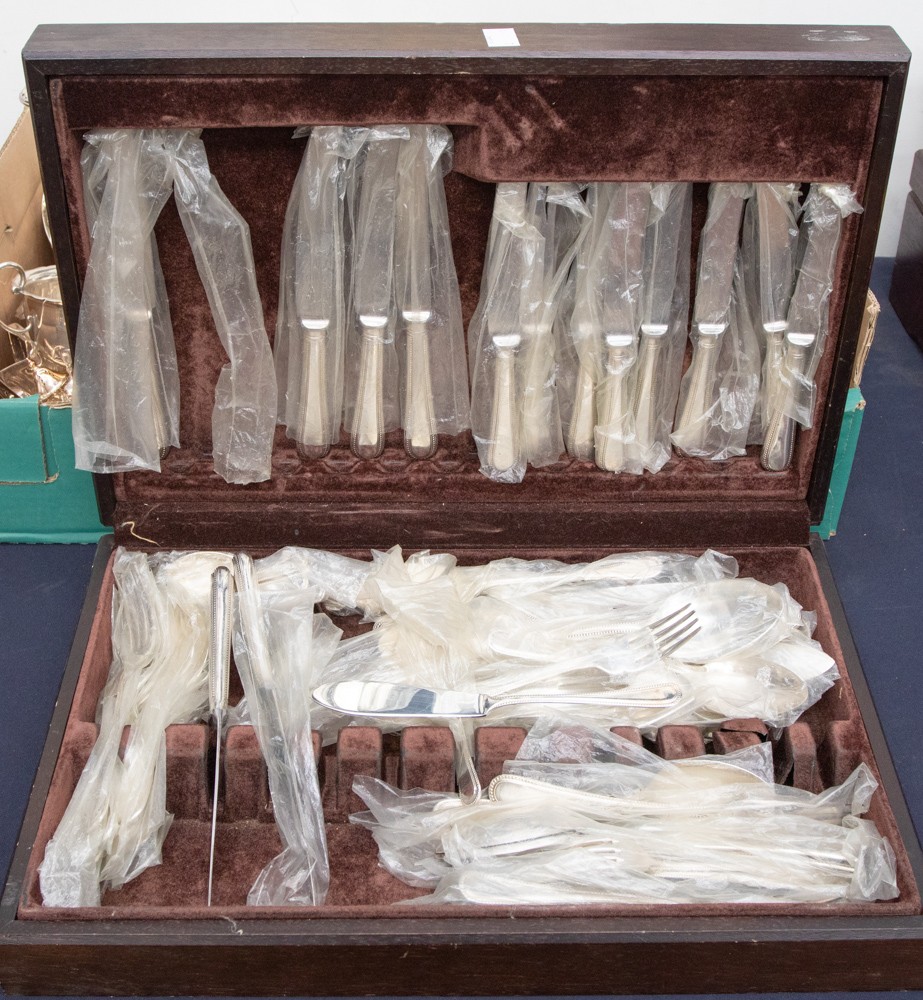 A silver plated canteen of cutlery