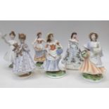 Royal Worcester figurine 'Goose Girl', Fruit Picking, 'Market Day', set Pastoral collection,