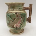 A European majolica jug with moulded birds, circa 1880,