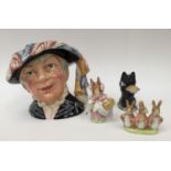 A Beswick Beatrix Potter figure 'Duchess' circa 1979; together with a Beswick Mrs Rabbit and Flopsy,