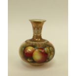 A Royal Worcester vase, painted with fruit, signed E.