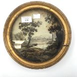 A 19th Century hair landscape embroidery in original frame,