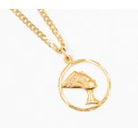 An 18ct gold Nephatiti Egyptian pendant, along with 18ct gold chain, length approx 20'',