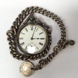 A silver pocket watch on a heavy silver chain