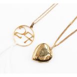 A 9ct gold heart shaped marriage locket and chain, 6.