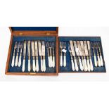 A twelve setting fruit/dessert service, mother of pearl handles and EPNS blades and forks,