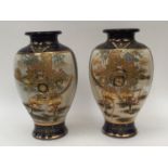 A pair of Japanese Meiji Satsuma vases, late 19th / early 20th Century, of ovoid form,