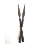 A pair of Native Art fishing spear ends from Africa,