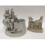 Parian ware, women and child by a well,