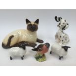 A 1950s Beswick Siamese cat 1559, a Dalmatian puppy with number, possibly Beswick,