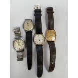 A collection of four gents watches with white and gilt metal versions, to include Sekonda,