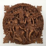 An Asian Sandlewood carved temple plaque