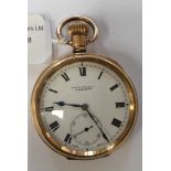 A gold plated David Wilson of Aberdeen, open faced pocket watch, Roman numerals,