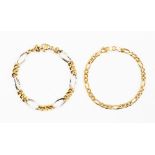 Two 18ct gold bracelets, one with white gold and yellow gold details,