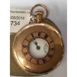 A 9ct gold half hunter pocket watch, case diameter approx 48mm,