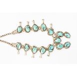A Continental silver and turquoise necklace, 800 standard,