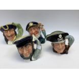 Four Royal Doulton character jugs, 'Old Salt', D6551, 'Long John Silver', D6335, 'Capt.