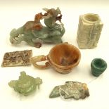 A collection of 20th cent Republic period and later Chinese jade and jadeite items including a