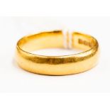 A 22ct gold wedding band, size S 1/2, weight approx 7.