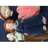 Three felt dolls comprising: a 1930's Equestrienne Nightdress doll,