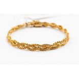 A 9ct gold rope style link bracelet marked .375, length approx 7'', weight approx 11.