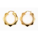 A pair of 9ct gold faceted creole earrings, approx size 32mm, with a total weight approx 4.