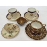 Royal Crown Derby 'Old Imari' 1128 coffee cup and saucer, a Royal Doulton cup and saucer,