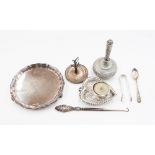 A small silver tray, Sheffield 1966/7; together with a silver ring stand, Birmingham 1906/7,