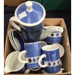 A Cinque Port 'Rye' pottery 1960s coffee service six coffee cups/three saucers, coffee jug,