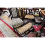 A collection of furniture, comprising Victorian carved dining chair,