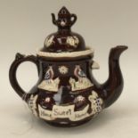 A Measham style, contemporary, 'canal ware/barge ware teapot,