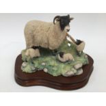 Border Fine Arts, Ewe and three lambs, James Herriot collection 1985, signed Ayres with plinth,