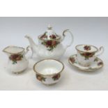 Royal Albert Old Country Roses miniature teaset for one, teapot, sugar,