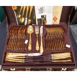 Solingen cased set 24k gold plated cutlery