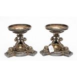 A pair of Georgian style silver plated tazza stands,