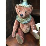 Jane Humme: A handmade artist teddy bear, 'Sylvester', clownbear, antique fabric,