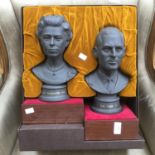 Royal Doulton black basalt busts, Queen Elizabeth and Duke of Edinburgh, boxed, model no.