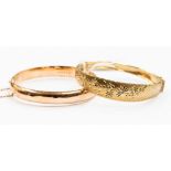 Two 9ct gold hinged bangles,