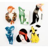 6 Art Deco style brooches