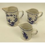 Three Boch Freres graduated jugs 'Grand Bouquet' pattern,