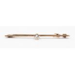 A 9ct yellow metal diamond and bar brooch, claw set, diamond weight approx 0.